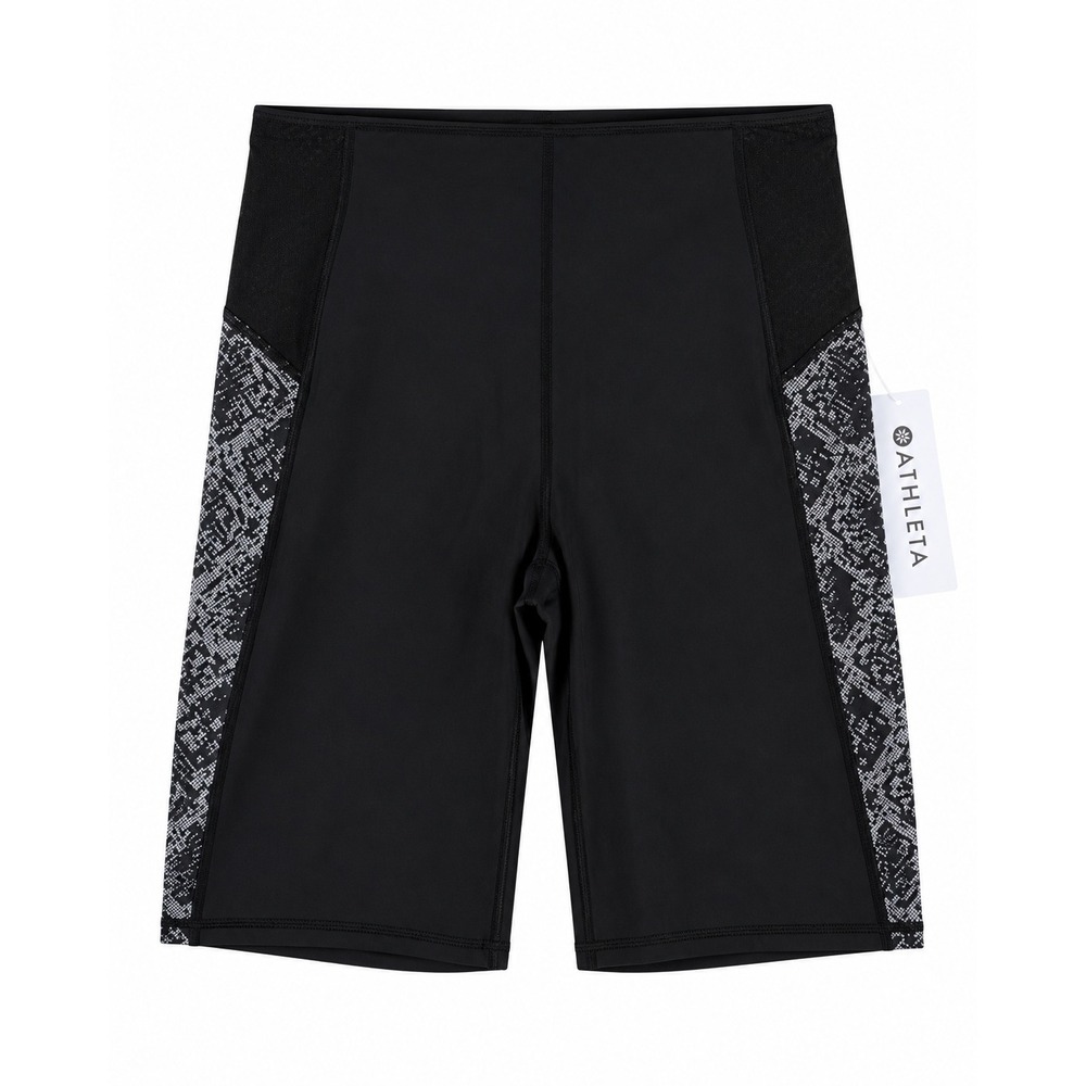 Athleta Stay Fly 9" Short Black Reflective Leopard Print Bike Shorts Size M